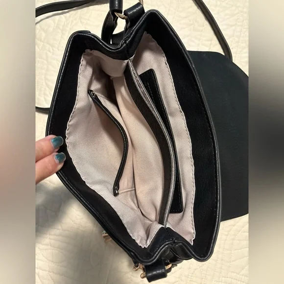 NWOT LC Lauren Conrad Blair Leather Crossbody Bag - Black - Picture 7 of 13